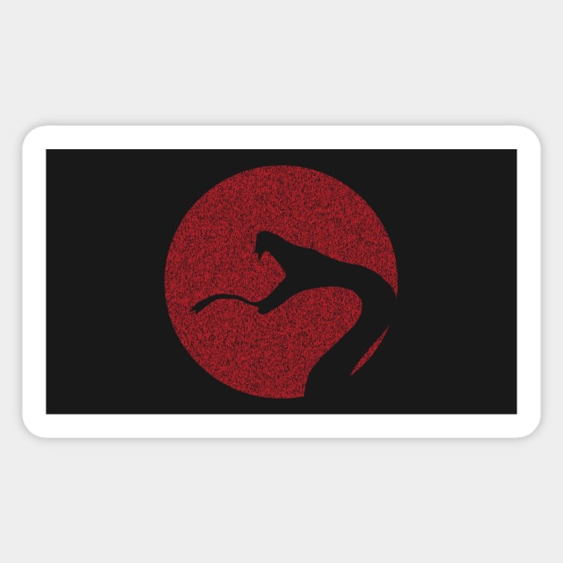 Distressed Minimalistic Sun Snake Silhouette Red Sticker by pelagio